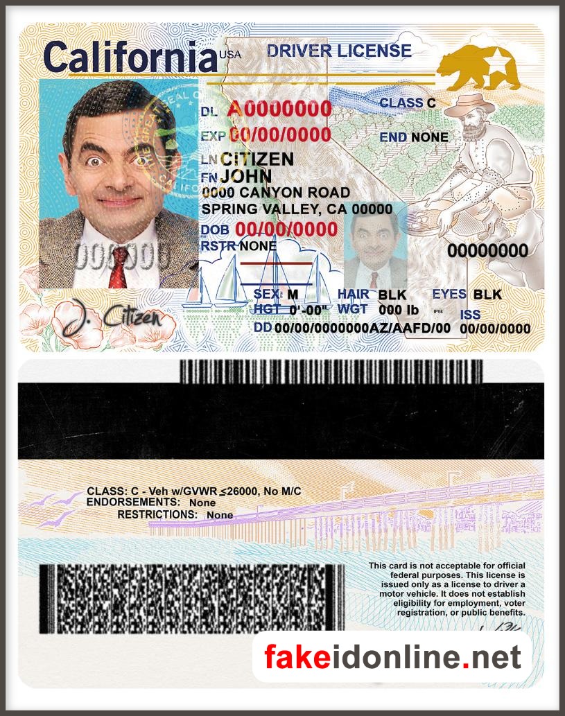 California Driver License New Template 1200dpi